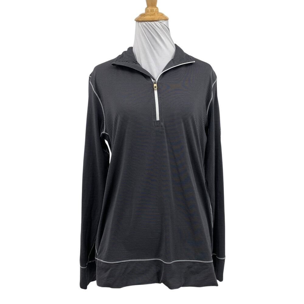 FootJoy FJ Top Women M Medium Quarter Zip Pinstripe Long Sleeve Wicking *LOGO